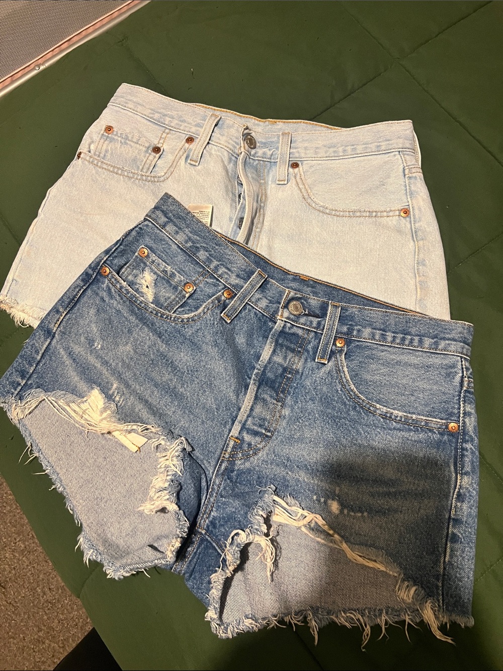 Levi's Distressed Jean Shorts - Light Blue & Medium Blue